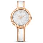 swarovski crystalline bangle watch swiss made metal bracelet white rose gold tone finish