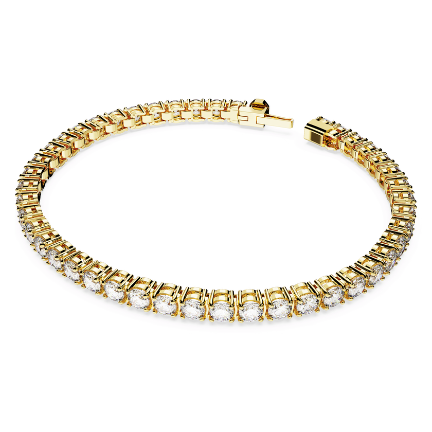 swarovski matrix tennis bracelet  round cut  white  18k gold finish
