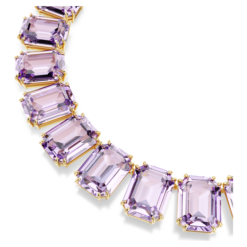 swarovski millenia tennis necklace  octagon cut  purple  gold tone plated