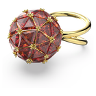 Curiosa cocktail ring, Round, Red, Gold-tone plated
