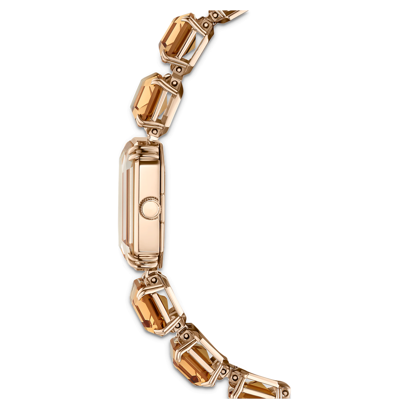 swarovski watch  octagon cut bracelet  brown  champagne gold tone finish