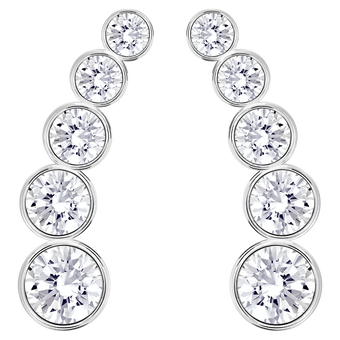 swarovski harley ear cuffs  round cut  white  rhodium plated