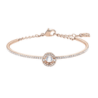 Sparkling Dance Bangle, White, Rose-gold tone plated