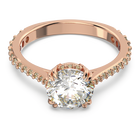 Constella cocktail ring, Princess cut, Pavé, White, Rose gold-tone plated