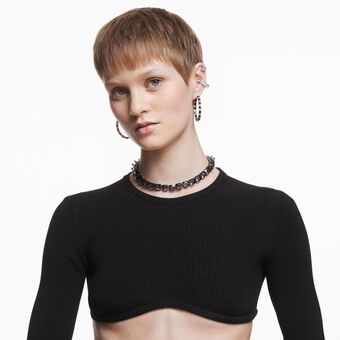 swarovski chroma necklace  spike crystals  gray  ruthenium plated