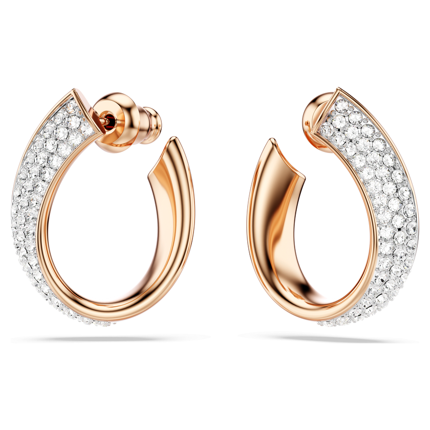 swarovski exist hoop earrings  small  white  18k rose gold finish