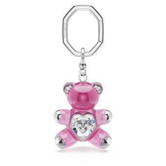 swarovski teddy key ring bear pink rhodium plated