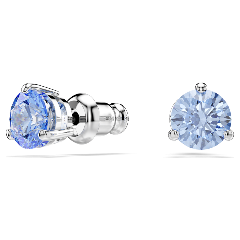 swarovski solitaire stud earrings  light blue  rhodium plated
