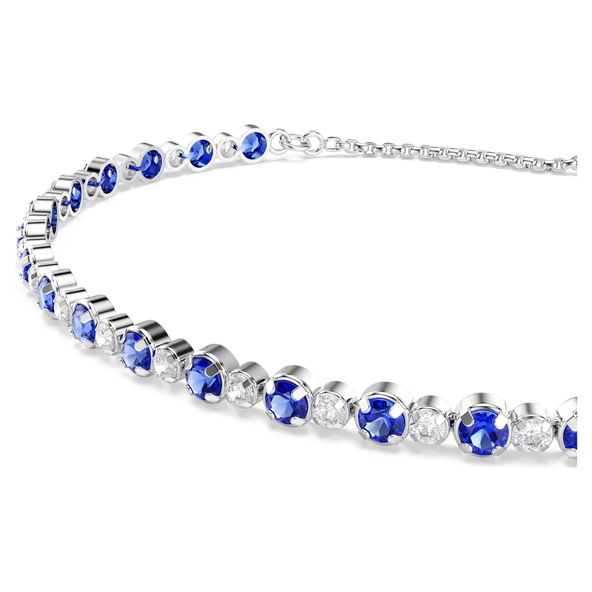 swarovski matrix tennis bracelet  mixed round cuts  blue  rhodium plated