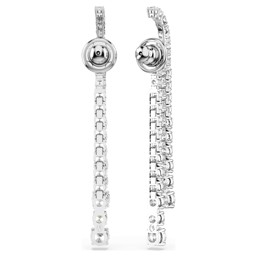 swarovski matrix drop earrings  gradient of round cuts  white  rhodium plated