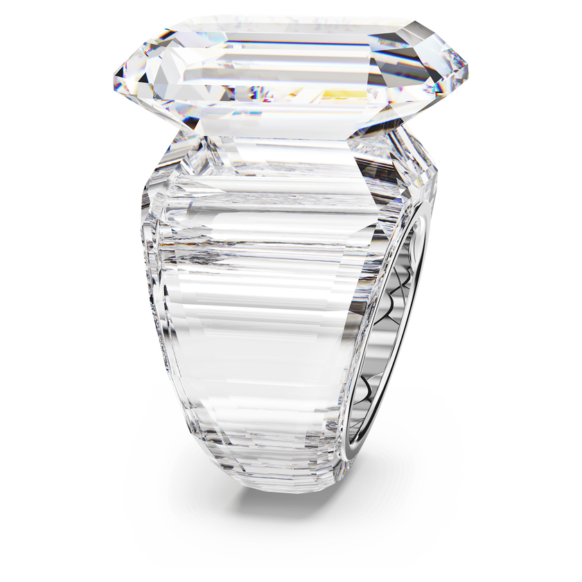 swarovski lucent cocktail ring  octagon cut  white