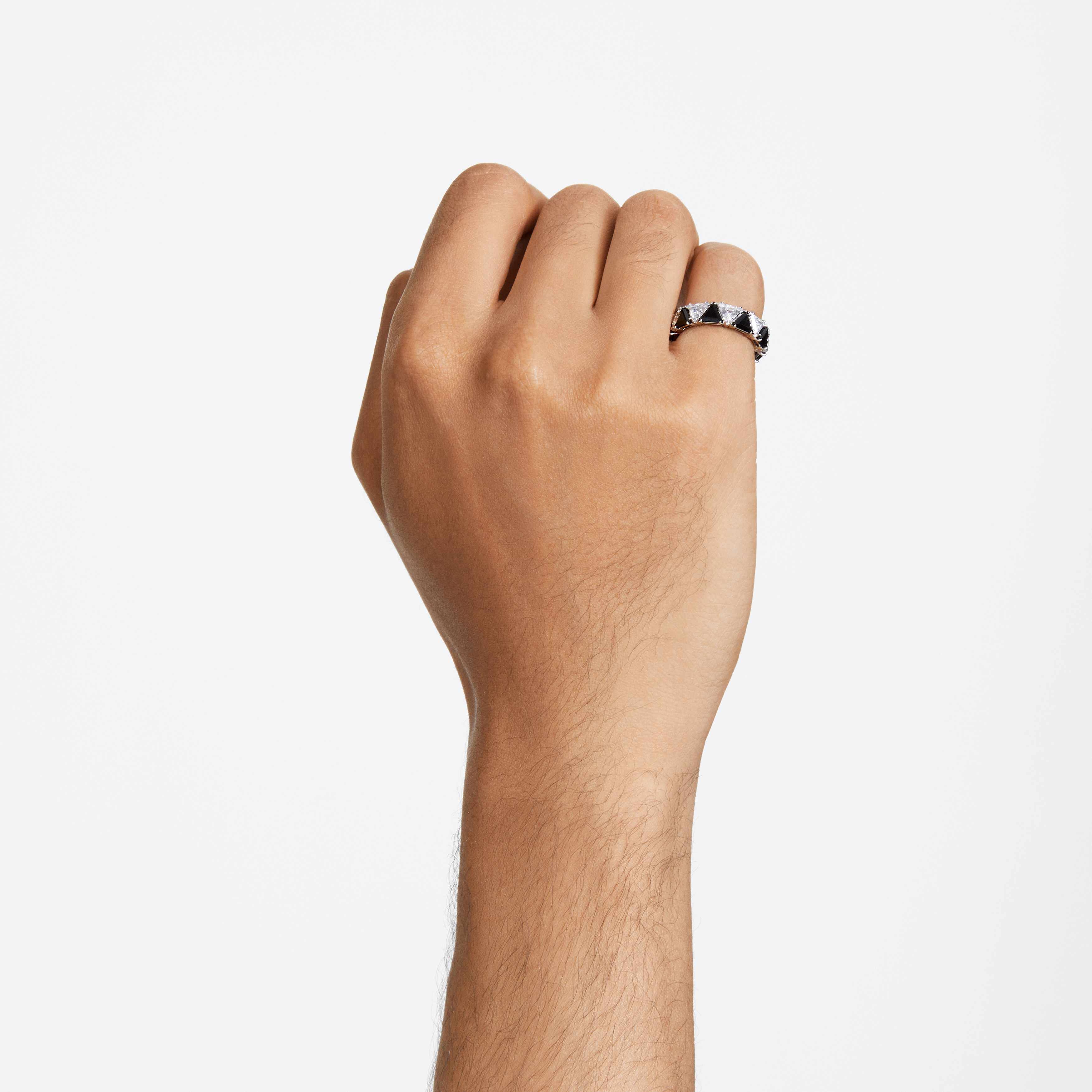swarovski matrix cocktail ring  triangle cut  black  rhodium plated