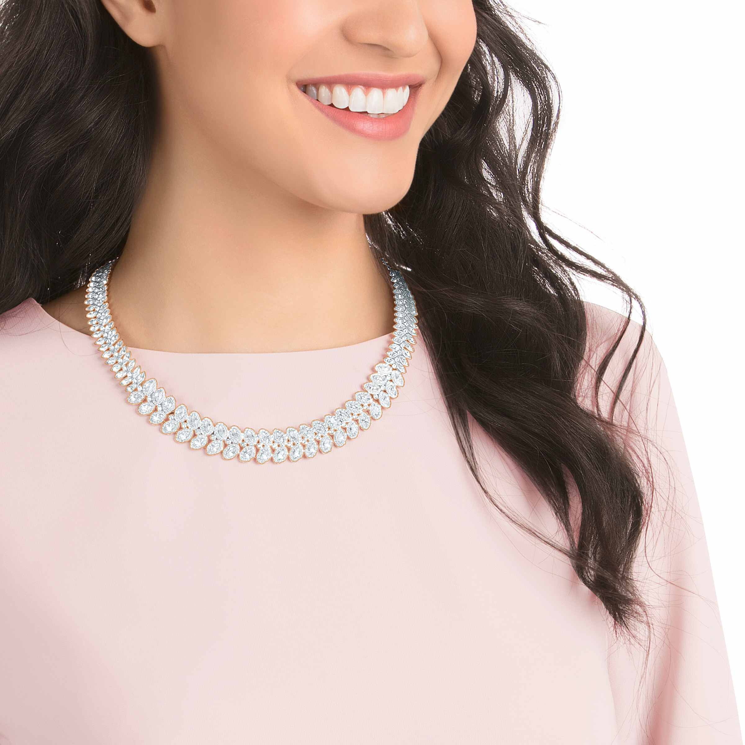 Buy Swarovski Baron necklace White Rose gold tone plated