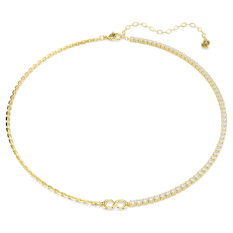 swarovski matrix necklace  round cut  white  18k gold finish