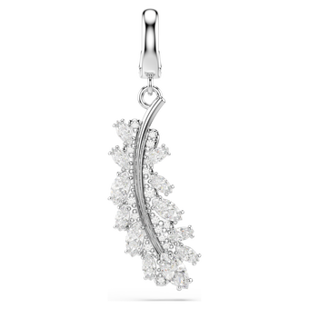 swarovski vienna charm  mixed cuts  feather  white  rhodium plated