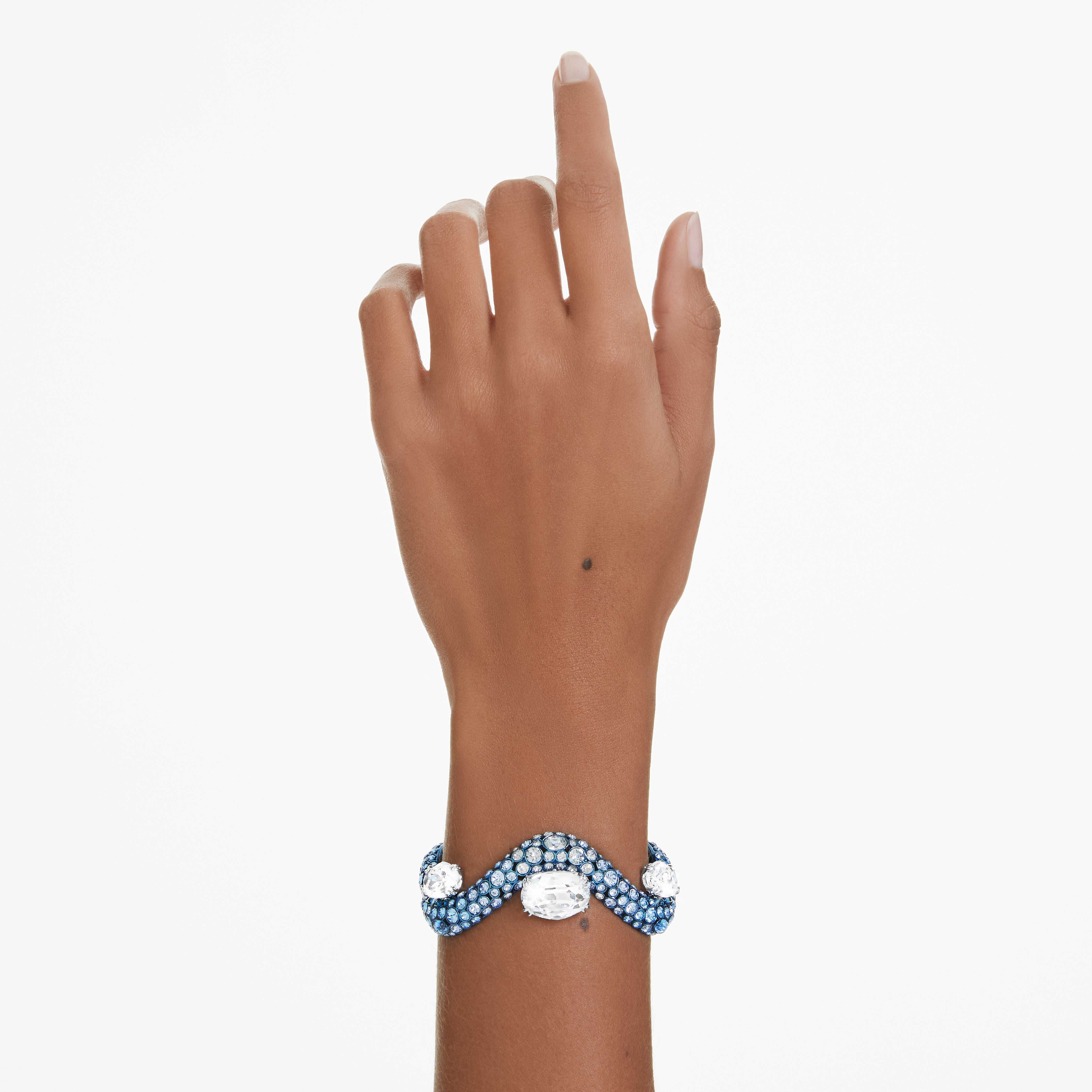 Buy Swarovski Sublima bangle, Mixed cuts, Blue, Blue finish