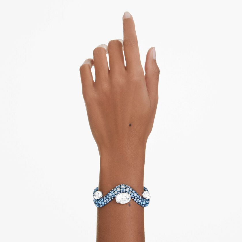 Buy Swarovski Sublima bangle, Mixed cuts, Blue, Blue finish