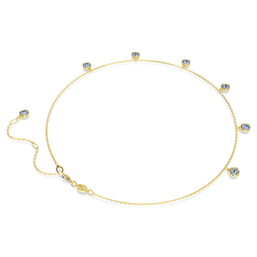 swarovski imber necklace  round cut  light blue  gold tone plated