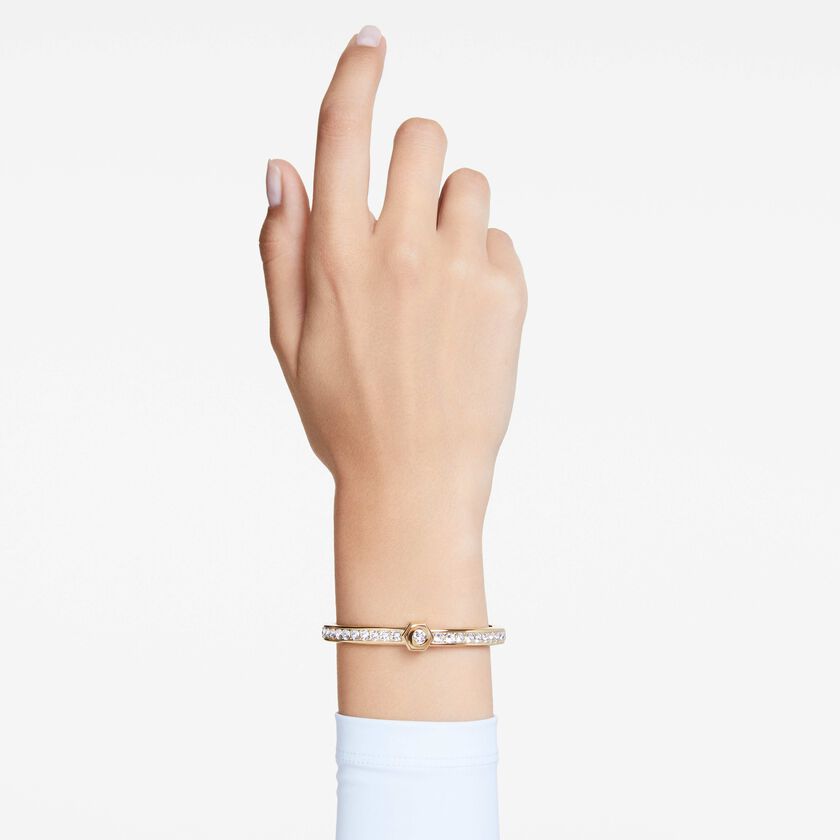 swarovski numina bangle  round cut  white  gold tone plated