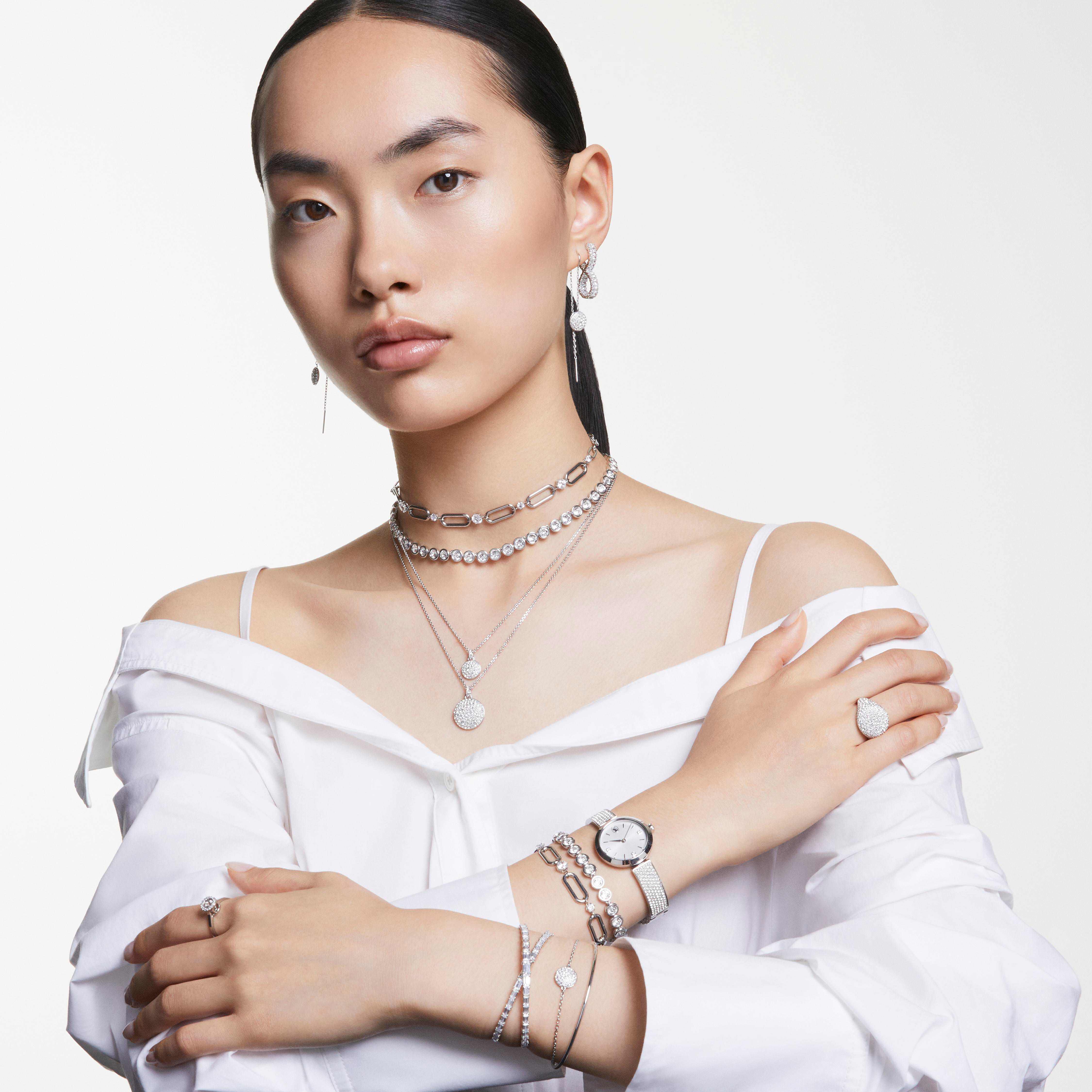 swarovski sublima cocktail ring  white  rhodium plated