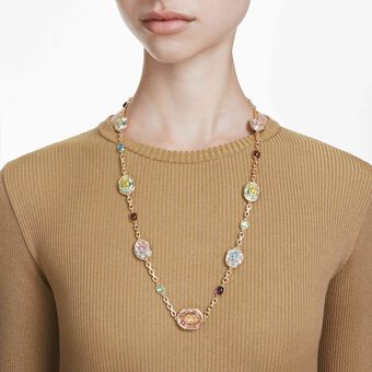 swarovski chroma strandage  octagon cut  multicolored  gold tone plated