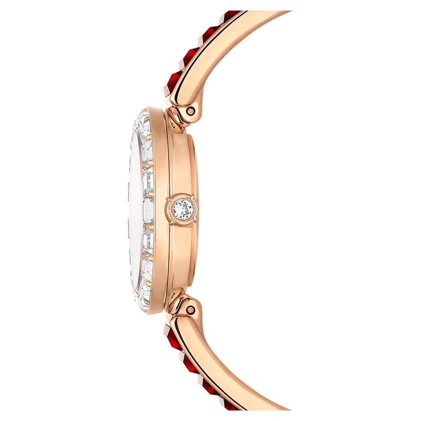 swarovski matrix bangle watch  swiss made  crystal bracelet  red  rose gold tone finish