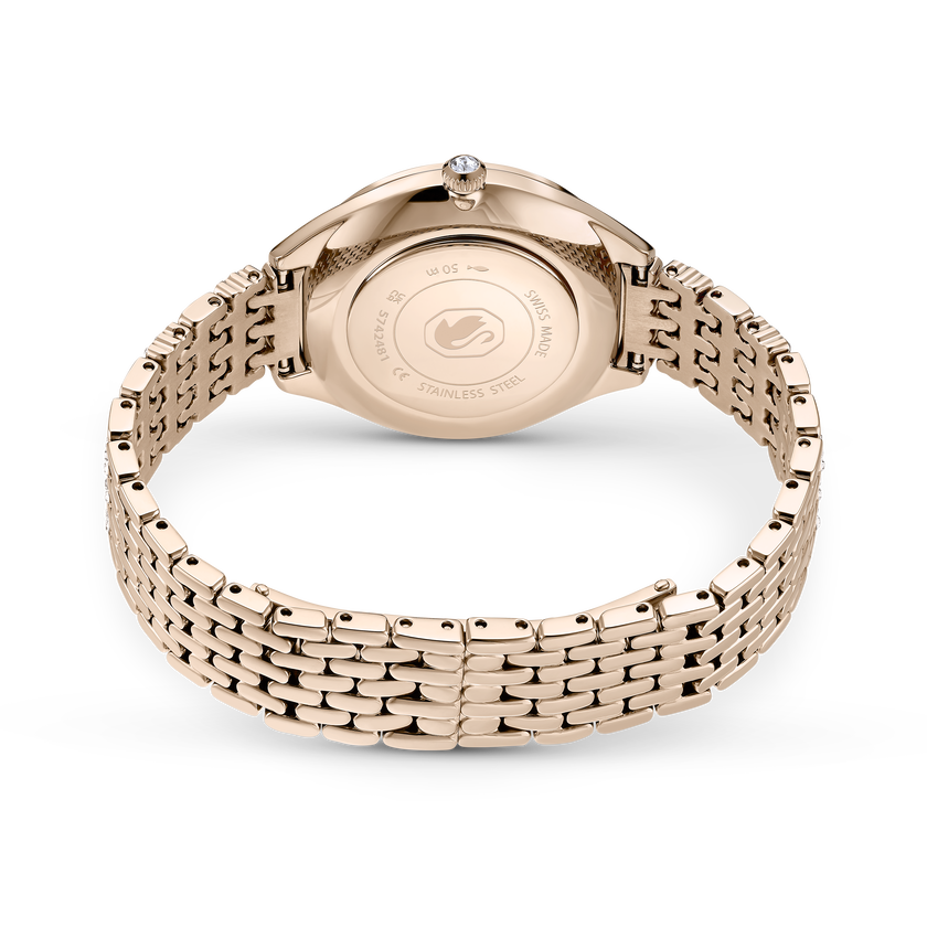 swarovski attract watch  swiss made  metal bracelet  gold tone  champagne gold tone finish