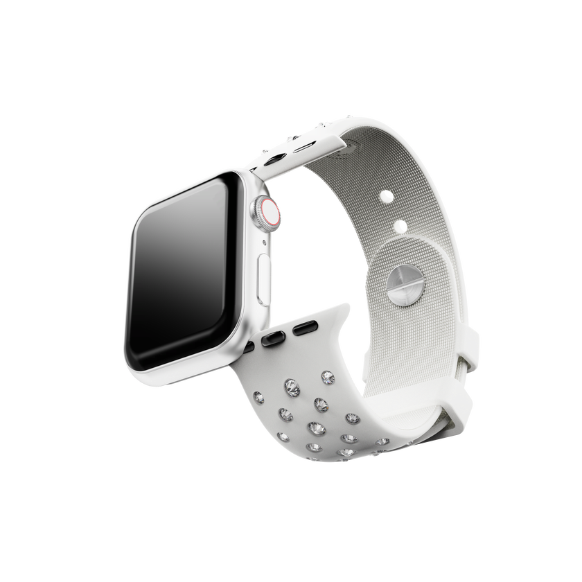 swarovski watch strap  silicone with stitching  gray  stainless steel