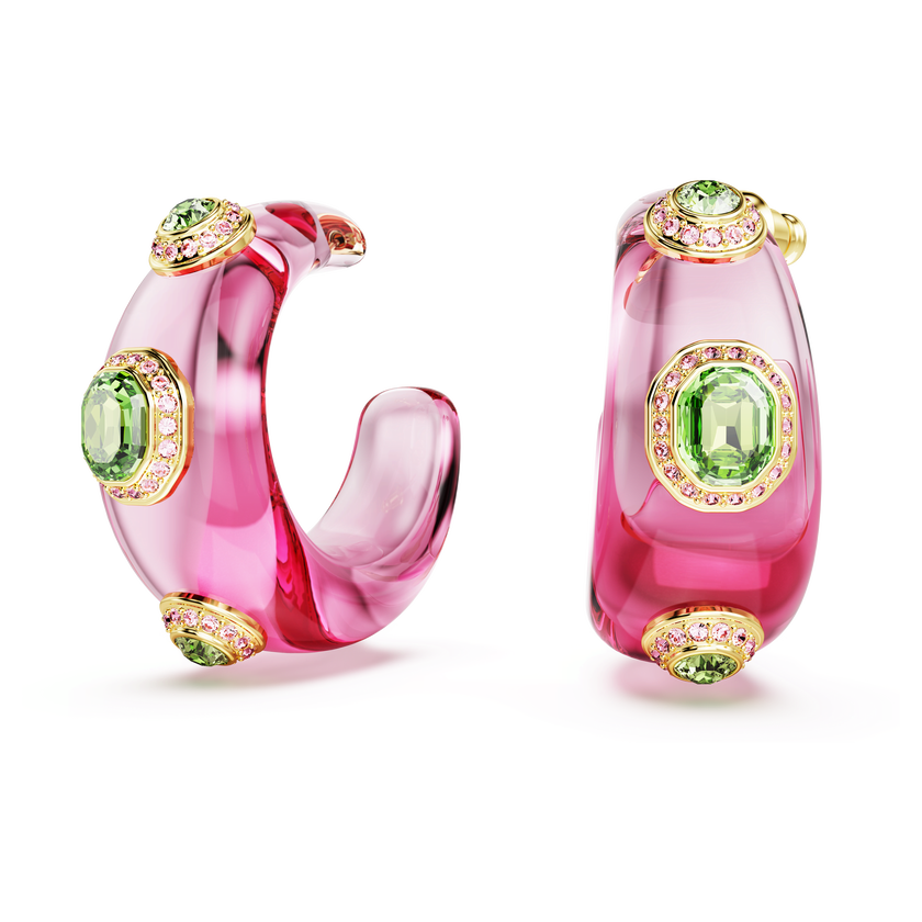 swarovski dulcis hoop earrings  mixed cuts  multicolored  gold tone plated