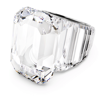 swarovski lucent cocktail ring  octagon cut  white