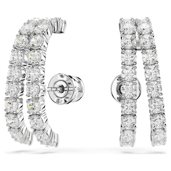 swarovski matrix ear cuffs round cut white rhodium plated