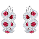 Angelic Hoop Pierced Earrings, Red, Rhodium Plating