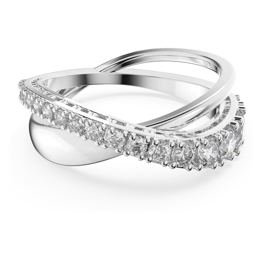 swarovski hyperbola ring  round cut  white  rhodium plated