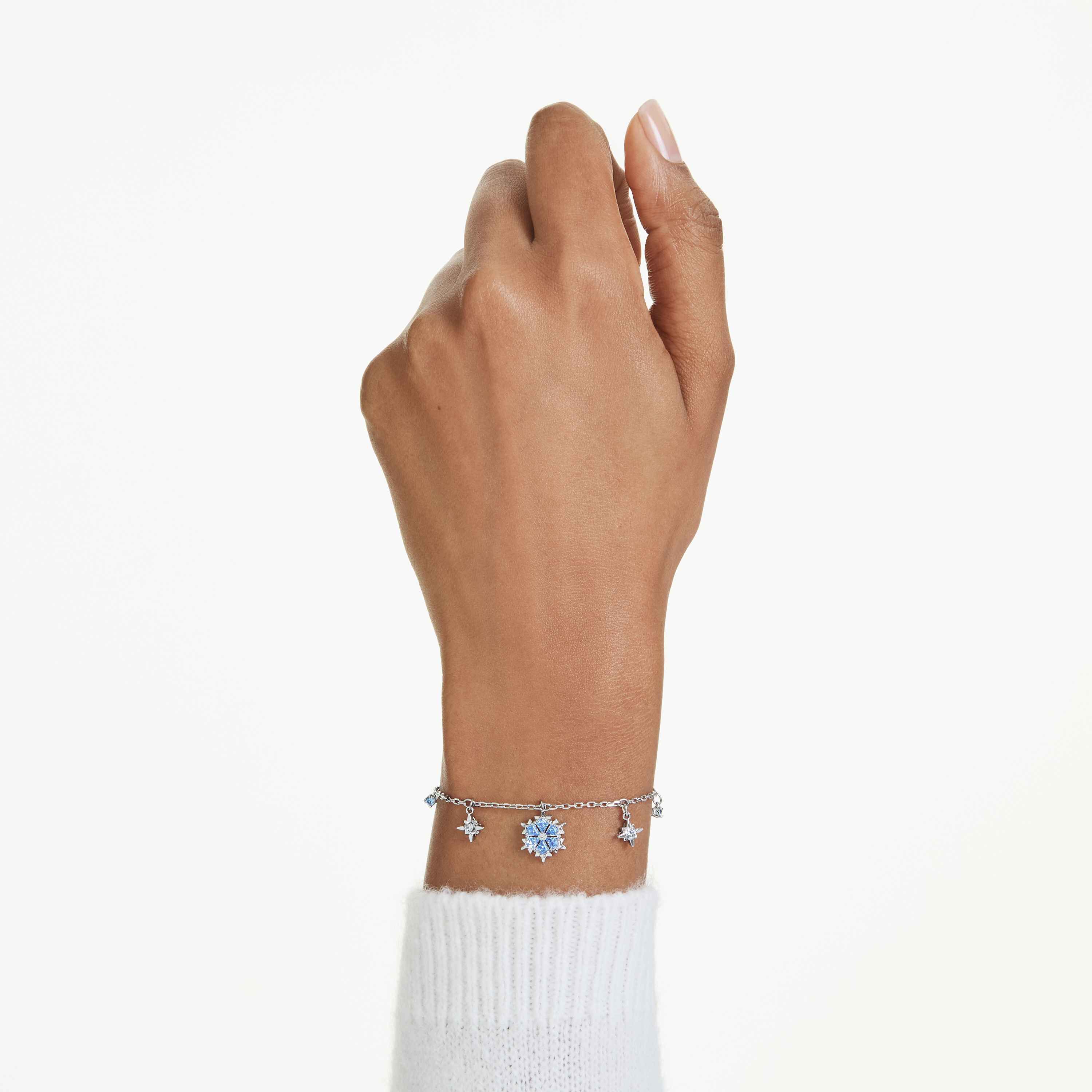 swarovski magic bracelet  snowflake  blue  rhodium plated