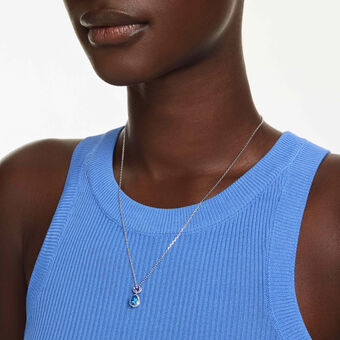 swarovski chroma pendant  mixed cuts  multicolored  rhodium plated