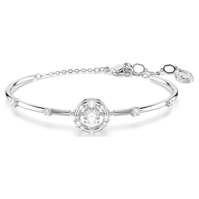 swarovski constella bangle  round cut  dancing stone  white  rhodium plated