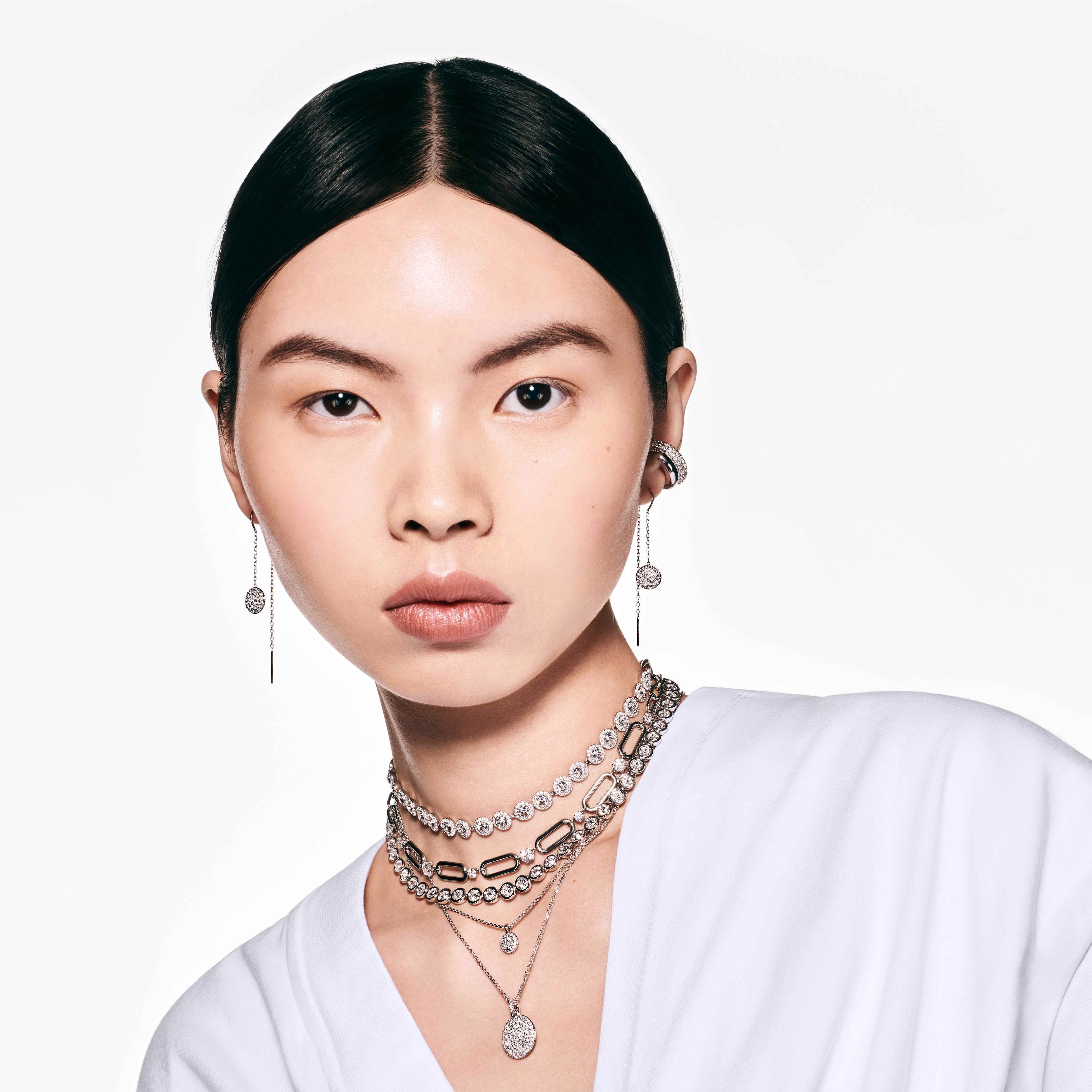 swarovski sublima drop earrings  white  rhodium plated