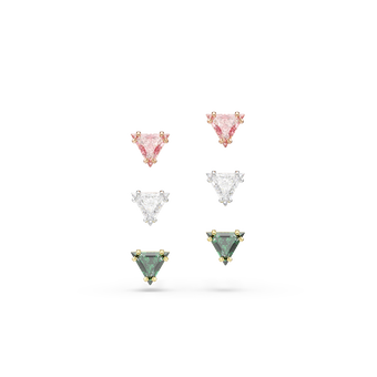 swarovski stilla stud earrings  triangle cut  multicolored  mixed metal finish