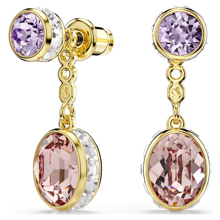 swarovski chroma drop earrings  mixed cuts  multicolored  gold tone plated
