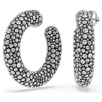 swarovski sublima hoop earrings  mixed round cuts  white  rhodium plated