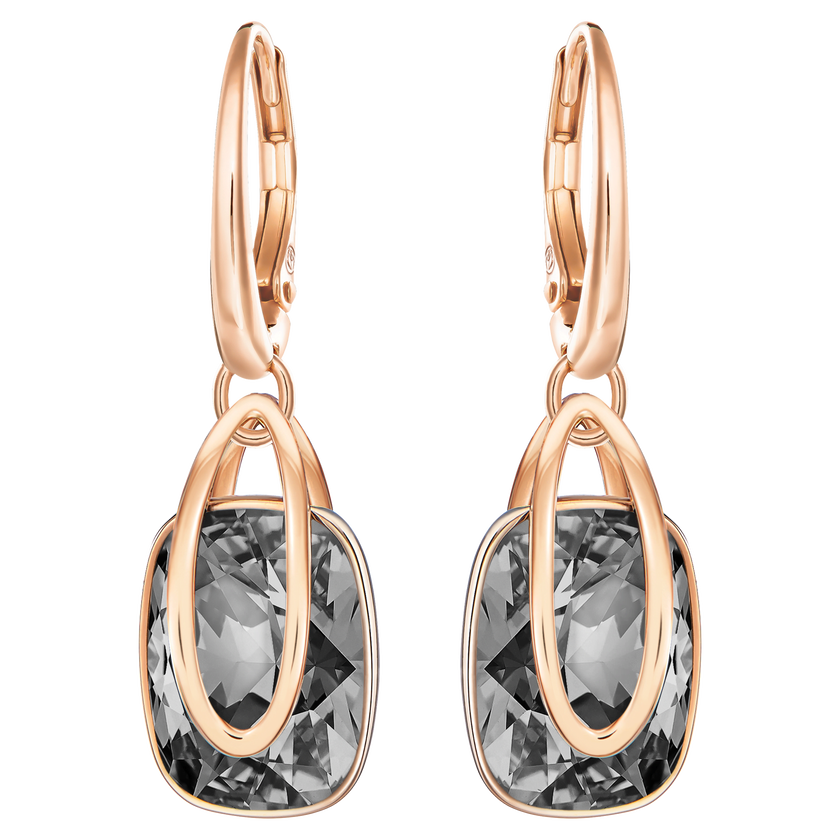 swarovski holding drop earrings  gray  18k rose gold finish