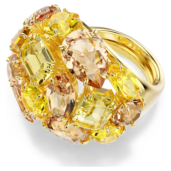 swarovski gema cocktail ring mixed cuts yellow gold tone plated