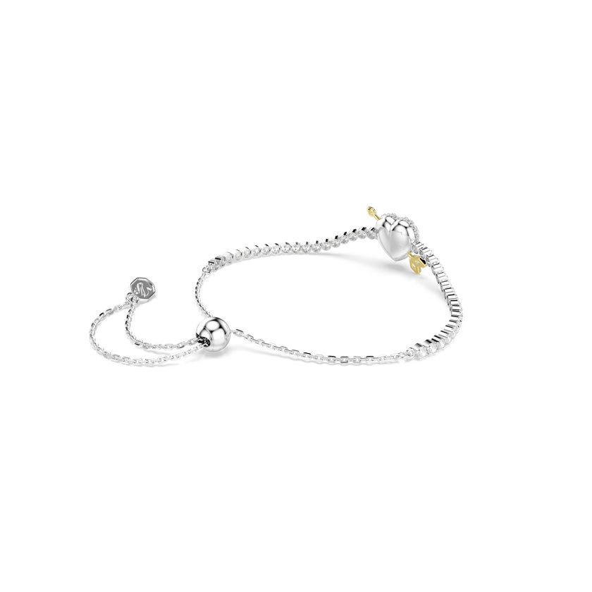 swarovski idyllia bracelet  mixed cuts  heart with arrow  white  rhodium plated