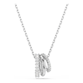 swarovski hyperbola pendant  round cut  white  rhodium plated