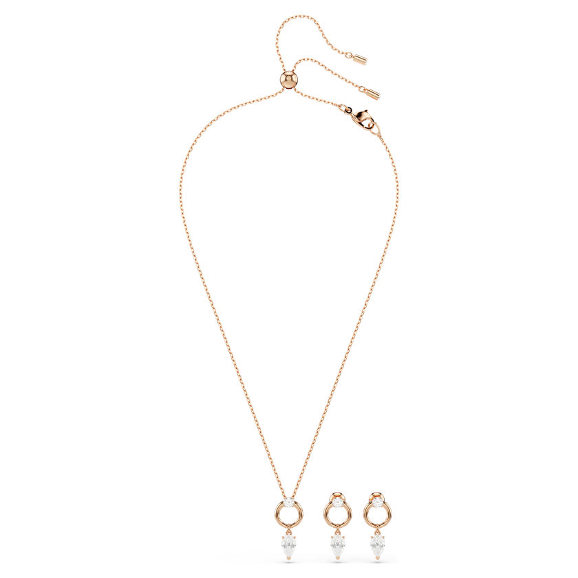 swarovski mesmera set  pear cut  round cut  white  rose gold tone plated