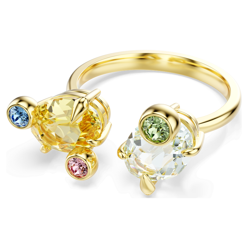 swarovski gema ring  set  3   mixed cuts  multicolored  gold tone plated