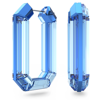 swarovski lucent hoop earrings  statement  octagon shape  blue