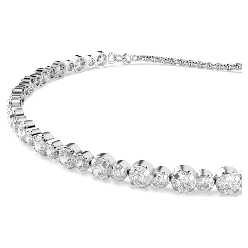 swarovski matrix tennis bracelet  mixed round cuts  white  rhodium plated