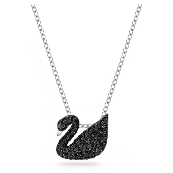 swarovski iconic swan pendant  small  black  rhodium plated