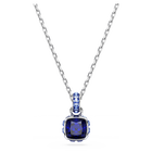 swarovski birthstone pendant square cut march blue rhodium plated